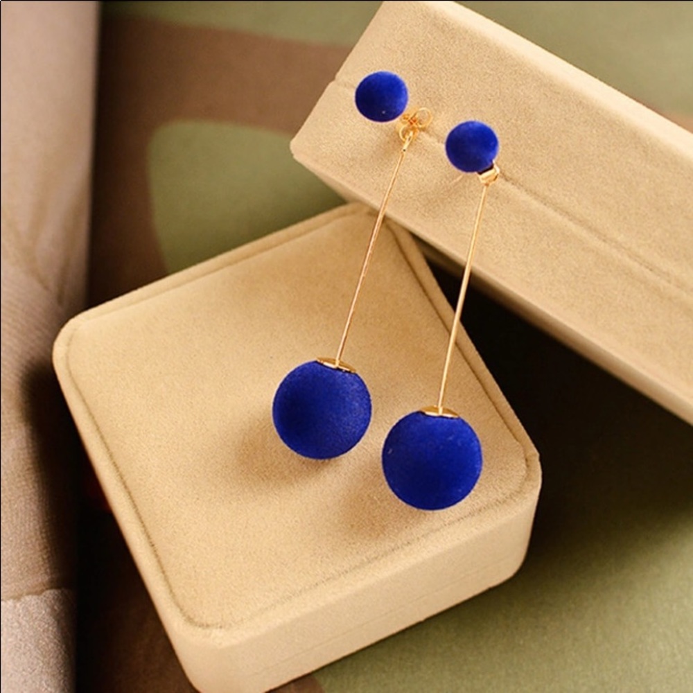 🎁Double Faux Fur Ball Drop Earrings